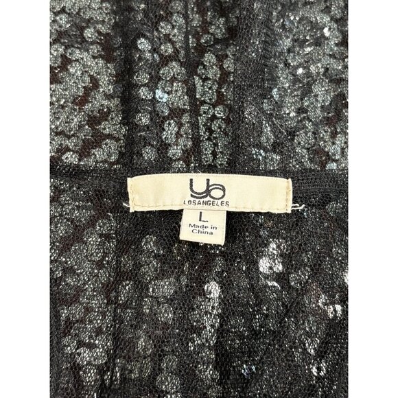 Sequin Racerback Sleeveless Top Party Wear Black & Silver Size L - Picture 5 of 9